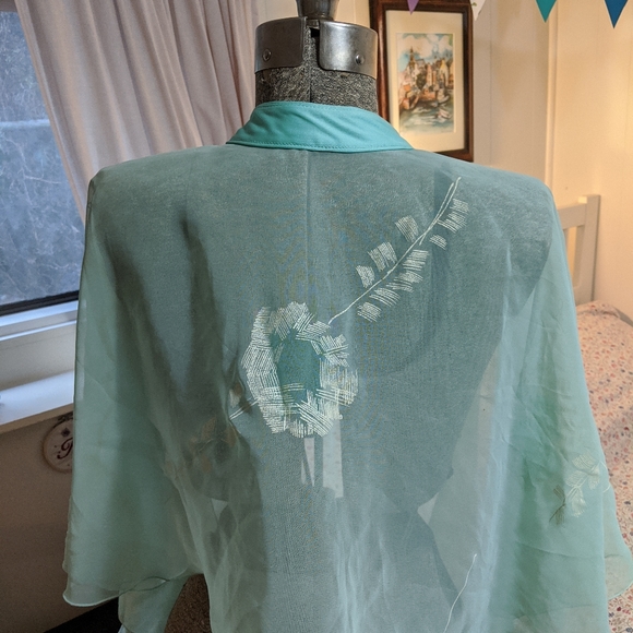 Silk Japanese Sheer Printed Dress Coverlet - Picture 2 of 8